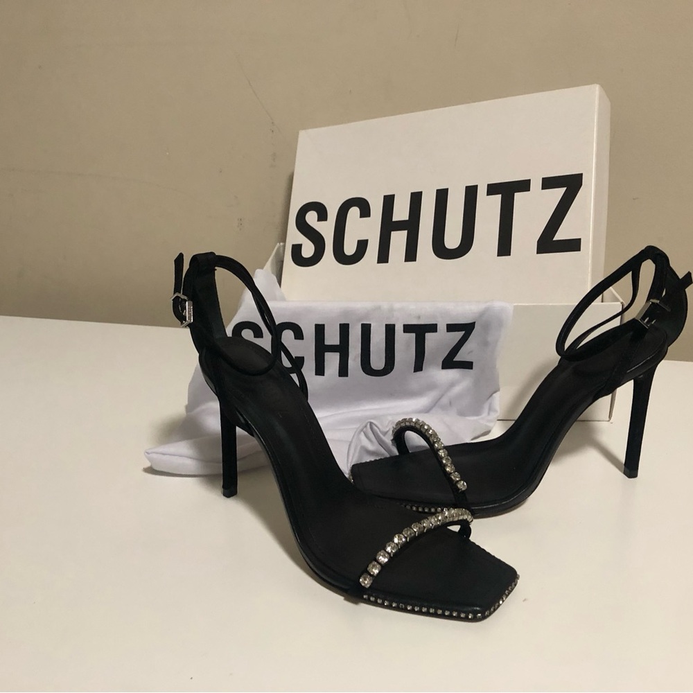 SCHUTZ | Loule Rhinestone Sandal - Black originally $138 size 7b